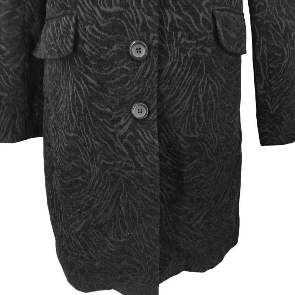 Dress Barn Dress Jacket Size S Zebra Embossed Black Monochromatic Trench Peacoat - Picture 5 of 12